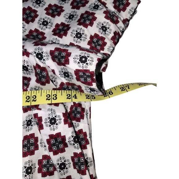 Como Woman Floral Print Tunic 3X 100% Cotton Short Sleeve Red/Black/White - Picture 6 of 10